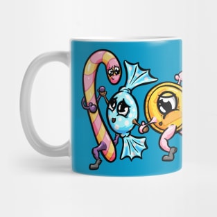 Cute Candy Cane Christmas Sweets and Chocolate Penny Cartoon Mug